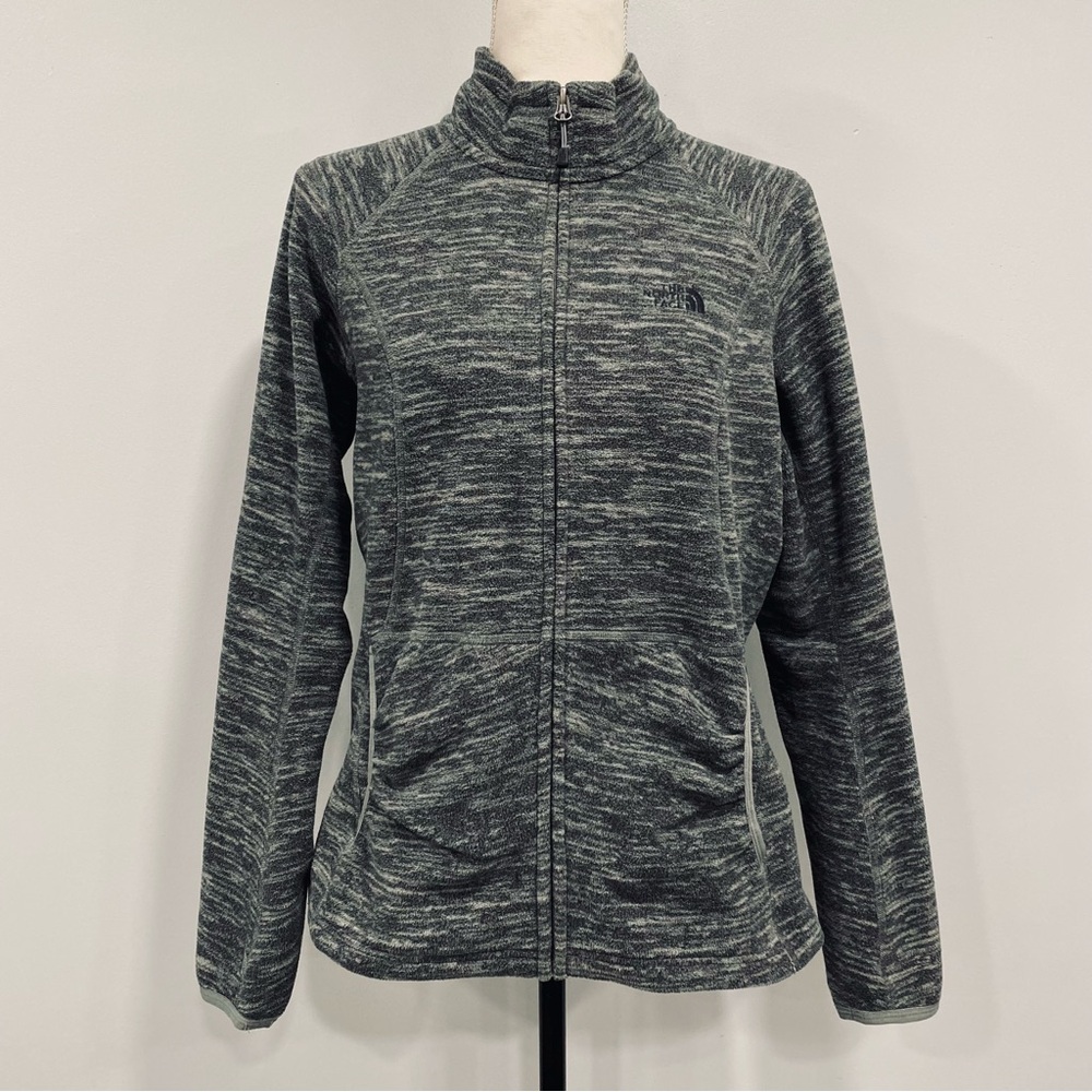THE NORTH FACE M Heather Gray Polartec Fleece Full Zip Long Sleeve Soft Jacket